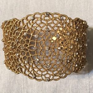 New Gold tone cuff bracelet with rhinestones